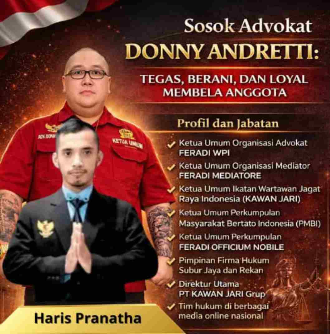 Profil Donny Andretti, S.H.,S. Kom., M. Kom., C. Md., C. PFW., C. MDF., C.JKJ: Advokat Keras, Berani, dan Loyal