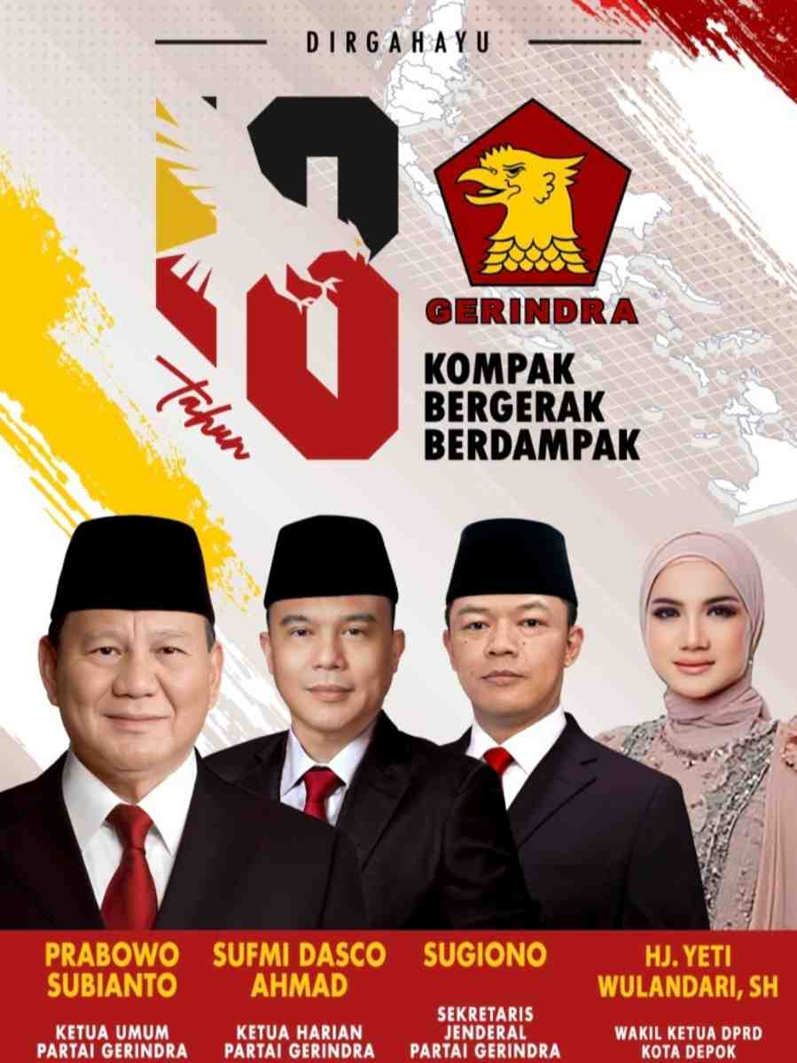 HUT ke-18 Gerindra, Hj. Yeti Wulandari: Politik Harus Hadir dan Berdampak Nyata bagi Rakyat