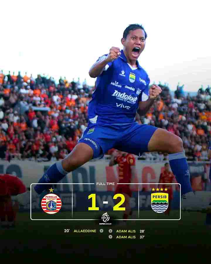 Persib Comeback! Adam Alis Borong Dua Gol, Persija Tertinggal 1-2 di Babak Pertama
