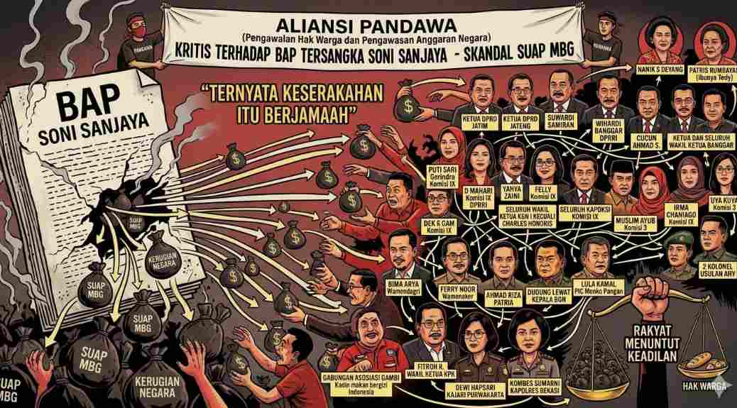 Bocoran BAP Kasus Suap MBG Soni Sanjaya: Aliansi PANDAWA Sebut Keserakahan Dilakukan Berjamaah oleh Tokoh Besar