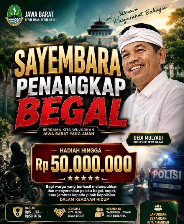 Dedi Mulyadi Umumkan Sayembara Penangkapan Begal, Hadiah mulai dari Rp5 Juta hingga Rp50 Juta