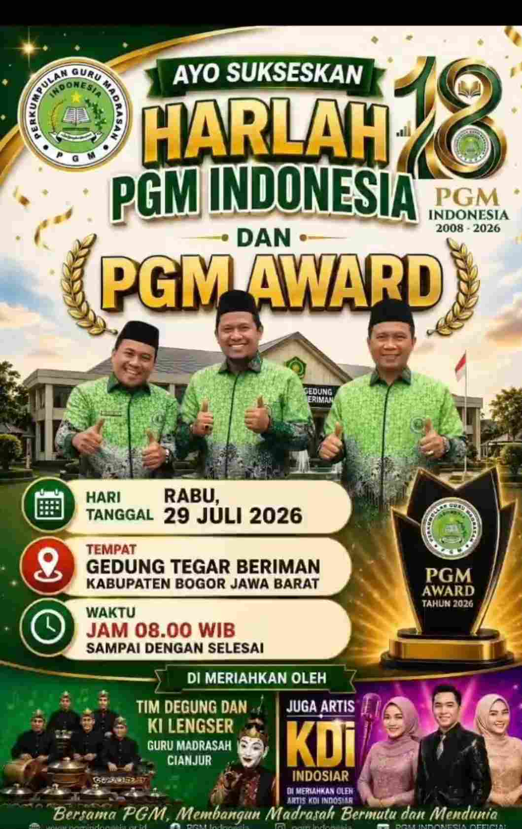 PGM Indonesia Siap Gelar Harlah ke-18 dan PGM Award 2026 di Bogor, Apresiasi Guru Madrasah Berprestasi