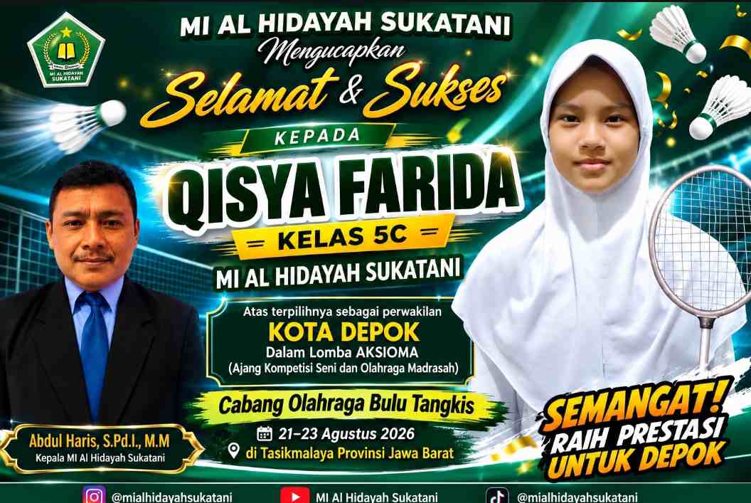 Qisya Farida Wakili Kota Depok di AKSIOMA 2026 Jawa Barat, MI Al Hidayah Sukatani Bangga